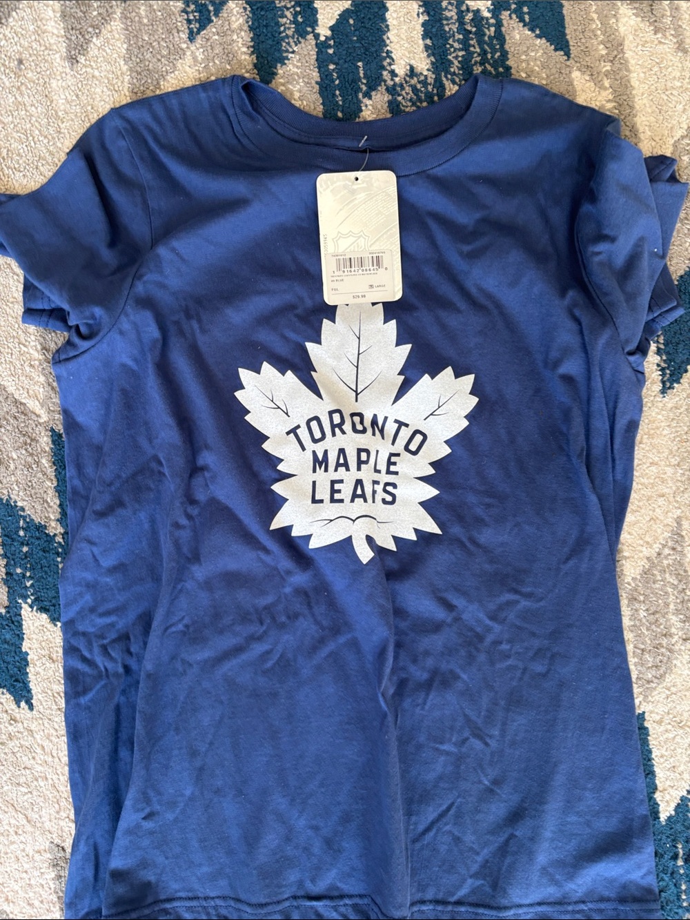NHL Blue Kids Toronto Maple Leafs Short Sleeve Tee with White Leaf Logo